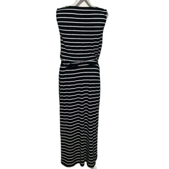 Talbots Striped Embroidered Stretchy Scoop Neck Maxi Dress Size LP Large Petite - Picture 2 of 5